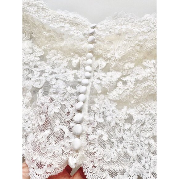 NWT JUSTIN ALEXANDER BRIDAL White Ivory Lace Pearl Embellished Crop Top, Size 16 - Picture 8 of 13